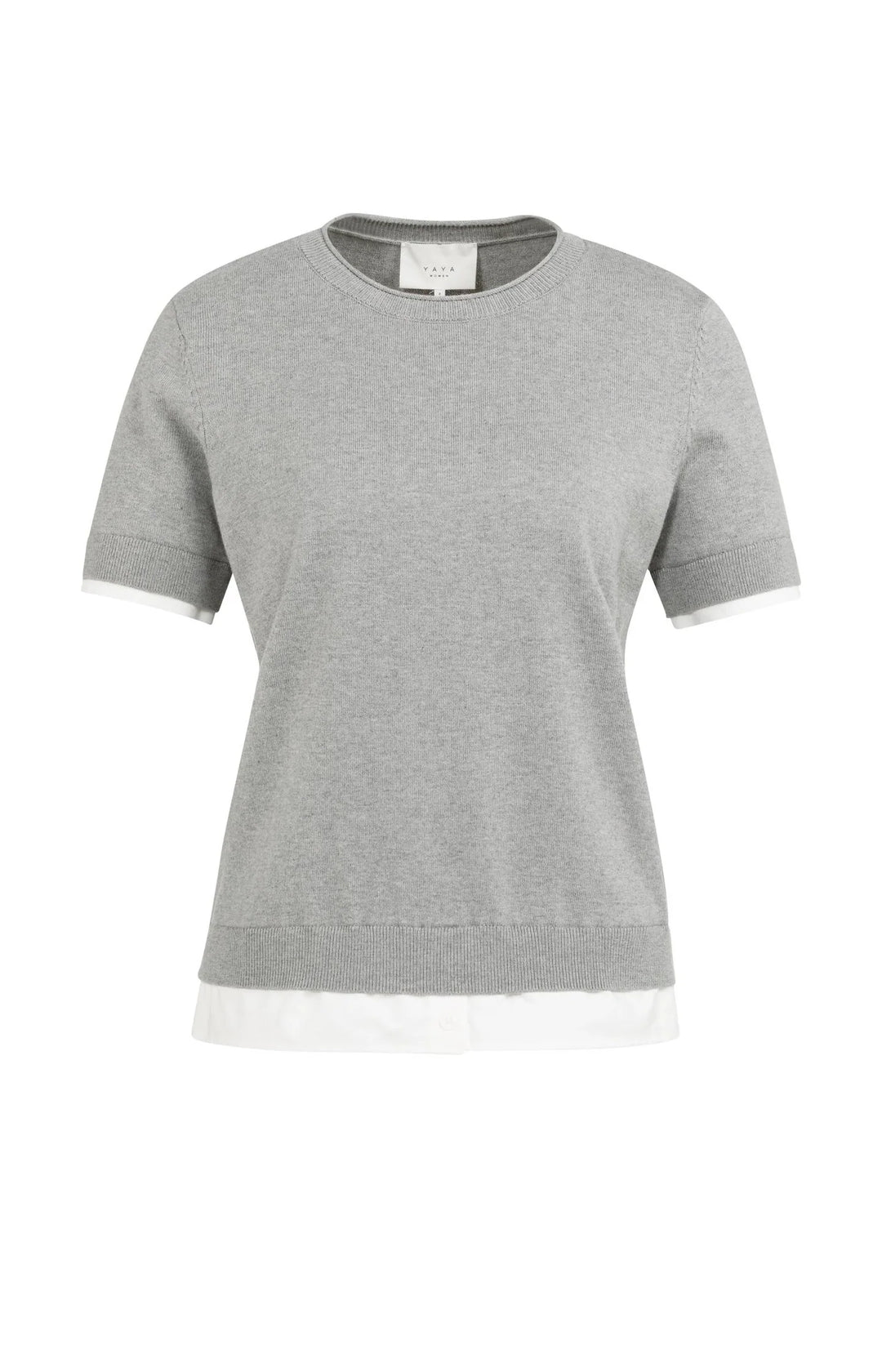 YAYA Grey Short Sleeve Knitted Top