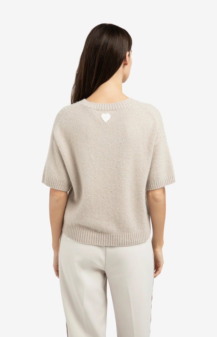 YAYA Artwork Print Short Sleeve Knit Sweater