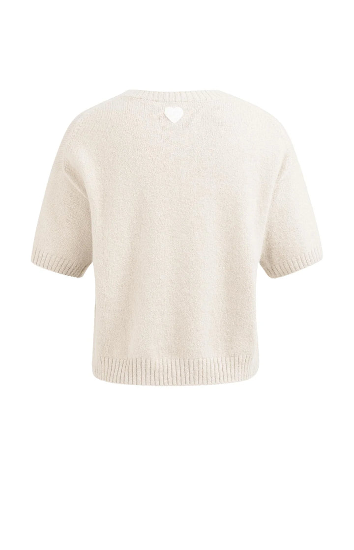 YAYA Artwork Print Short Sleeve Knit Sweater