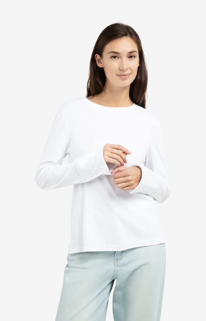 YAYA White Long Sleeve Jersey Top