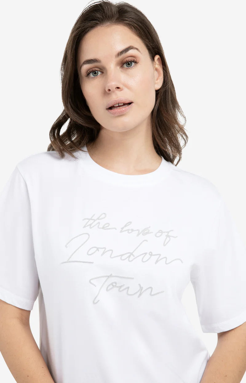 YAYA Blue Soft Flock Print Top