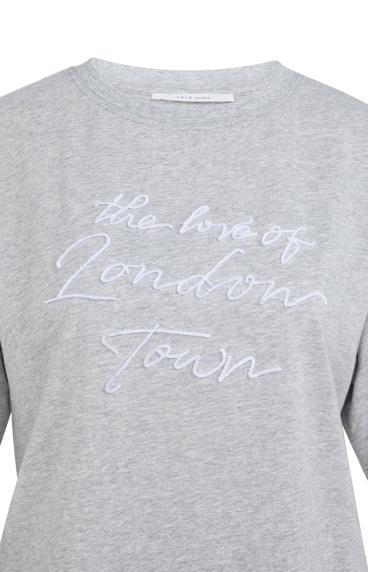 YAYA White Soft Flock Print Top