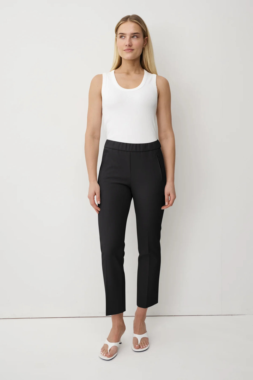 Anna Montana Black Rose Easy Flexi Relaxed Fit Trousers