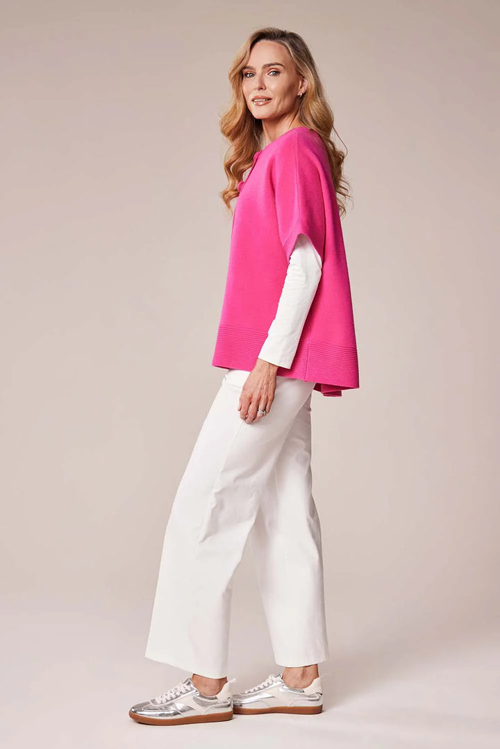 Decollage Pink Sleeveless Cardigan