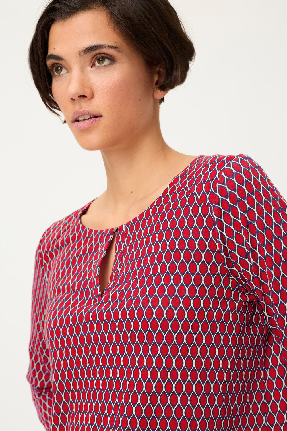 Olsen French Red Long Sleeve Top