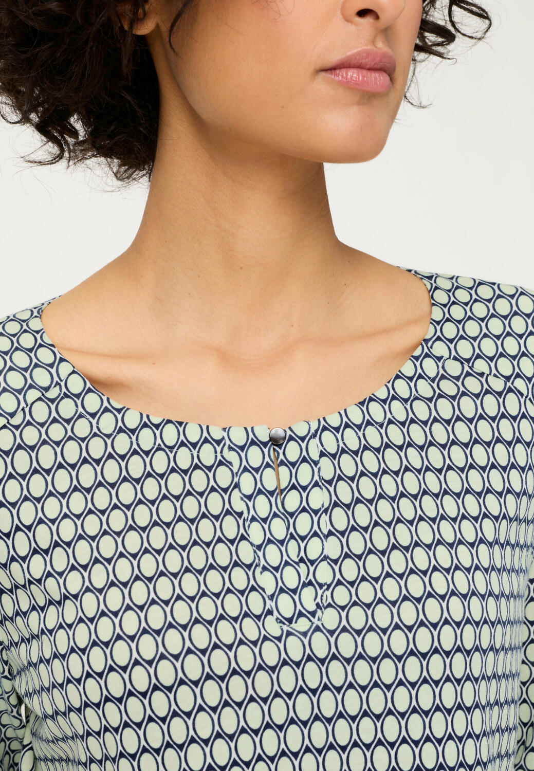 Olsen Soft Mint Geometric Long Sleeve T-Shirt