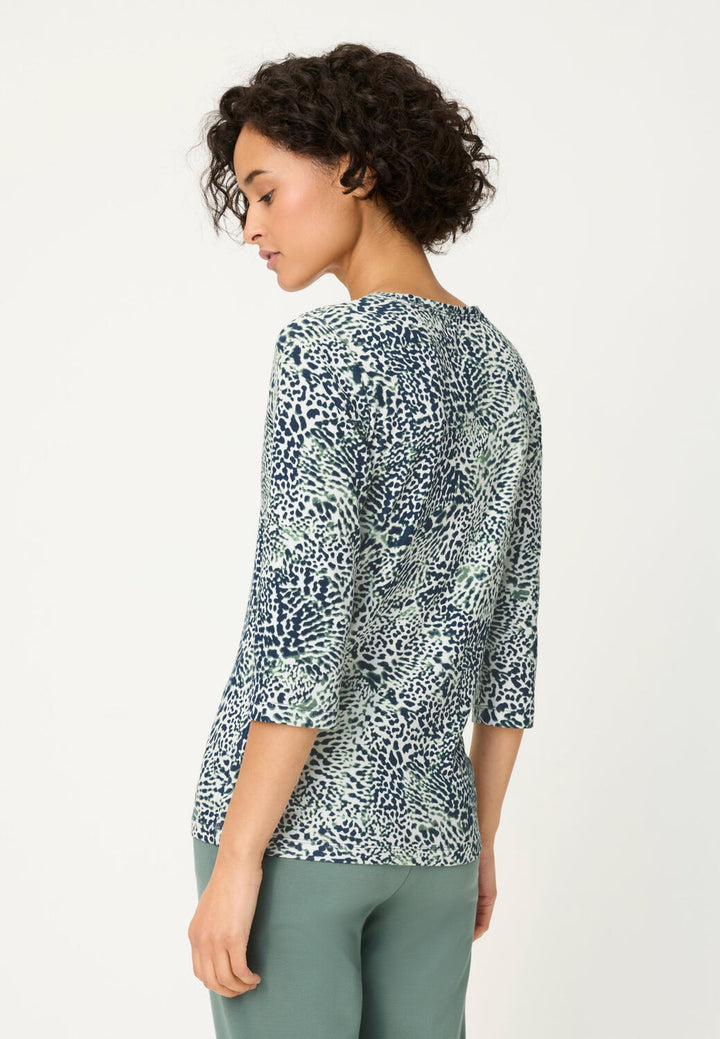 Olsen Navy Print Long Sleeve T-Shirt