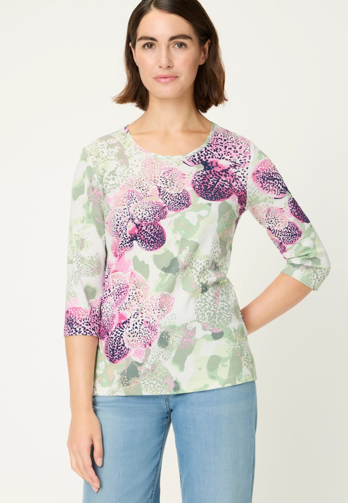 Olsen Fuchsia Floral Print Long Sleeve T-Shirt