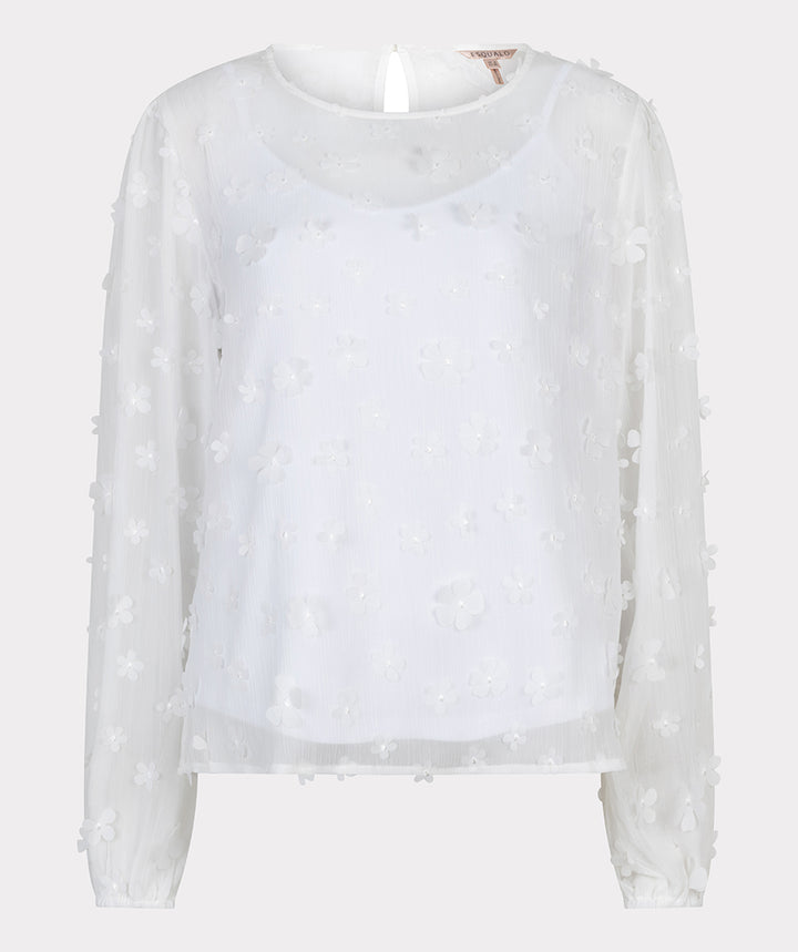 EsQualo Off White Daisy Flower Blouse