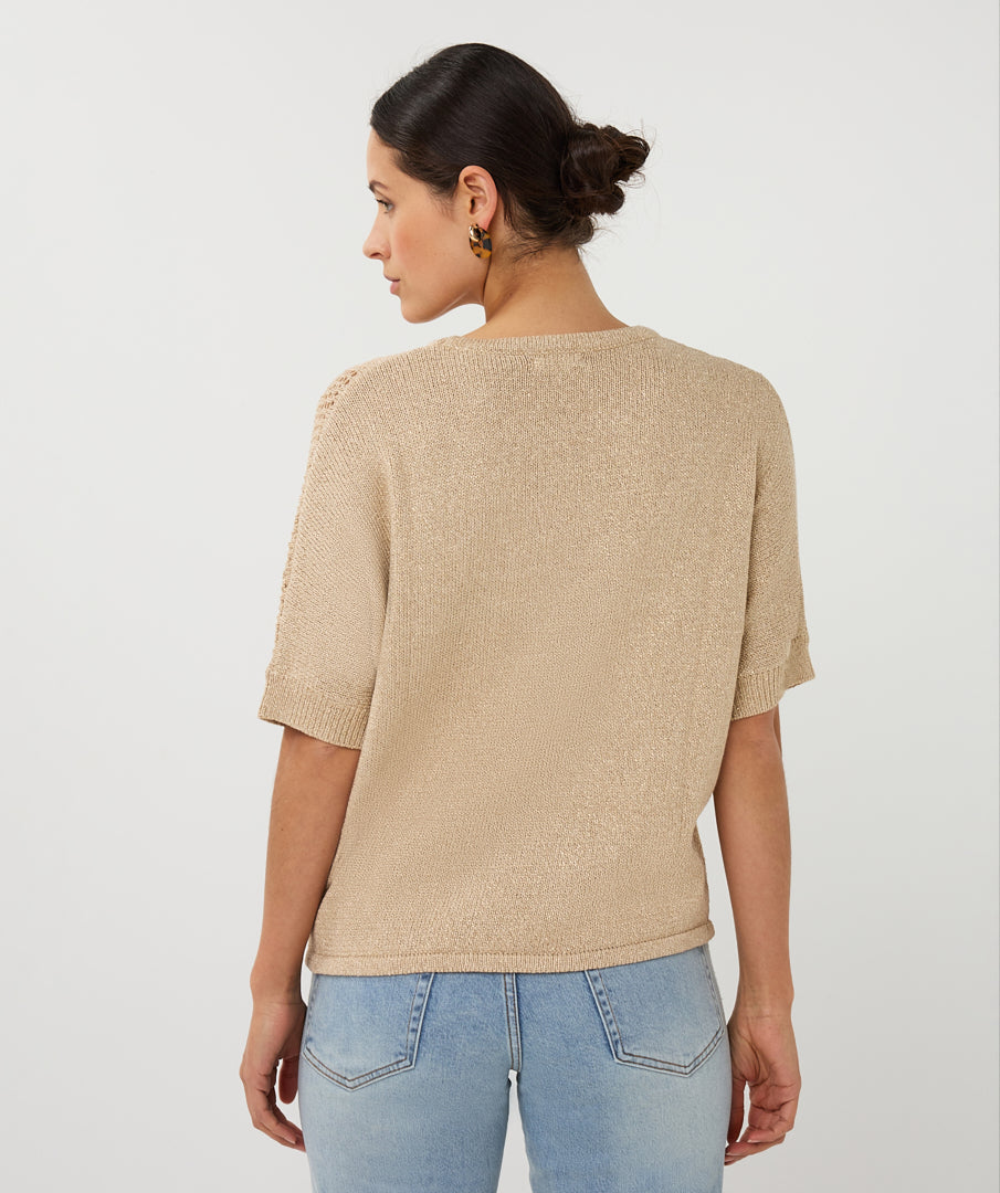 EsQualo Light Sand Sweater Ajour Batwing