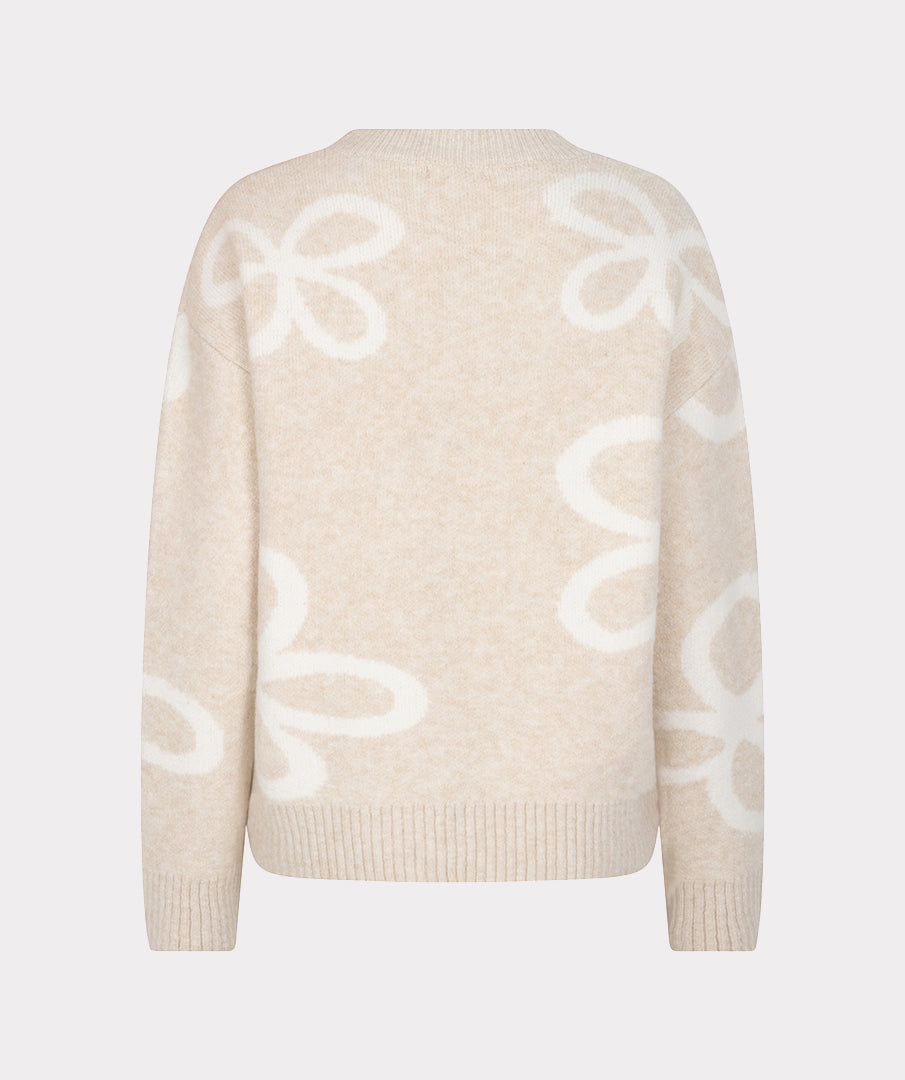EsQualo Knitted 'Intarsia' Jumper, Biscuit