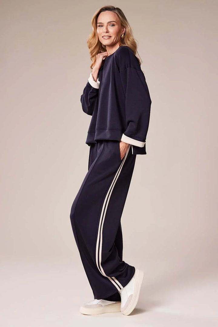 Decollage Navy Relaxed Wide-Leg Trousers