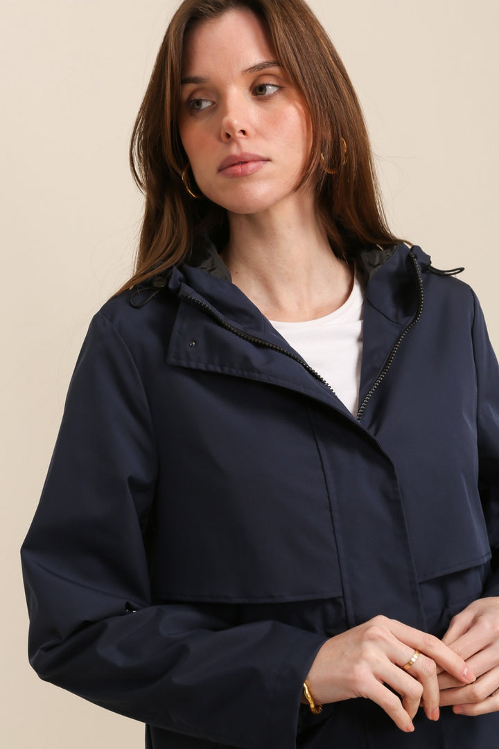 Waterproof & Windproof Mid-Length Parka Jacket, Navy