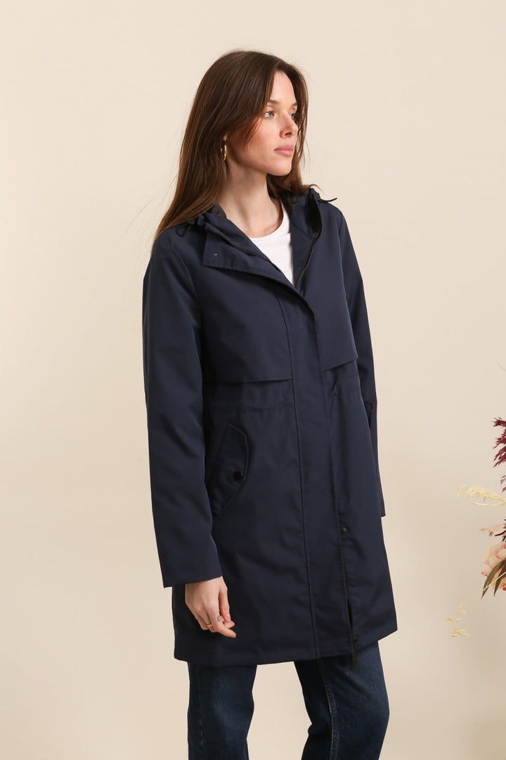 Waterproof & Windproof Mid-Length Parka Jacket, Navy