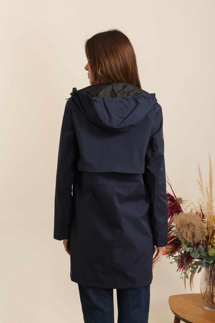 Waterproof & Windproof Mid-Length Parka Jacket, Navy