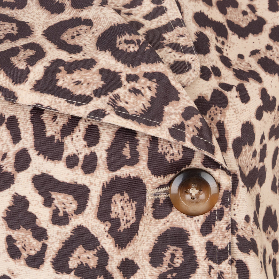 EsQualo Leopard Print Short Trench Coat