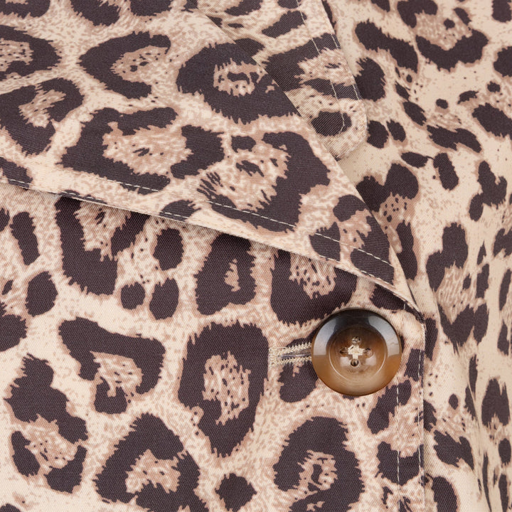 EsQualo Leopard Print Short Trench Coat