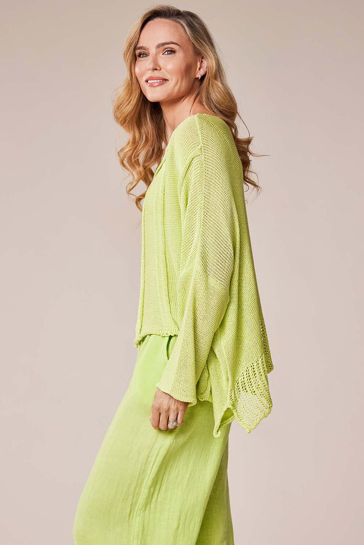 Decollage Lime Layered Knit Pullover