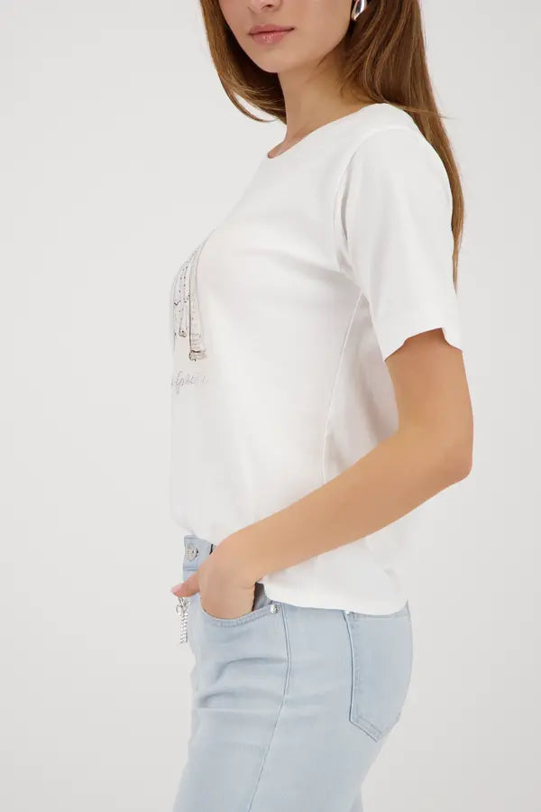 Monari Off White Print Top