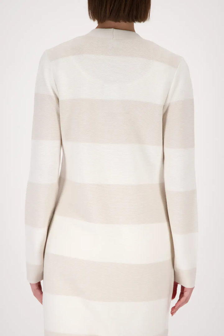 Monari Beige Block Striped Cardigan