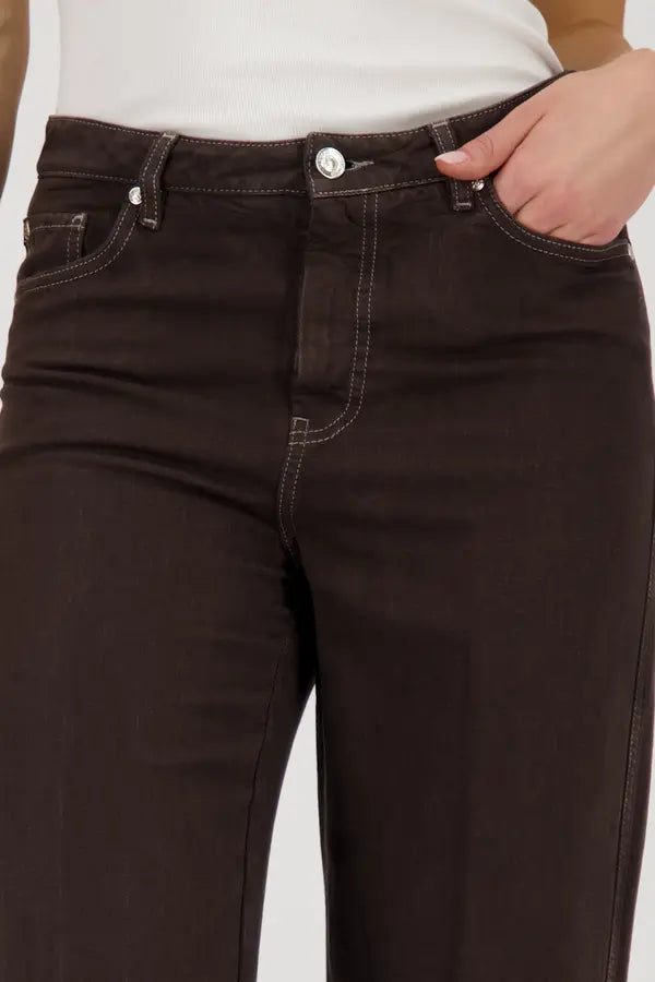 Monari Dark Chocolate Straight Leg Trousers