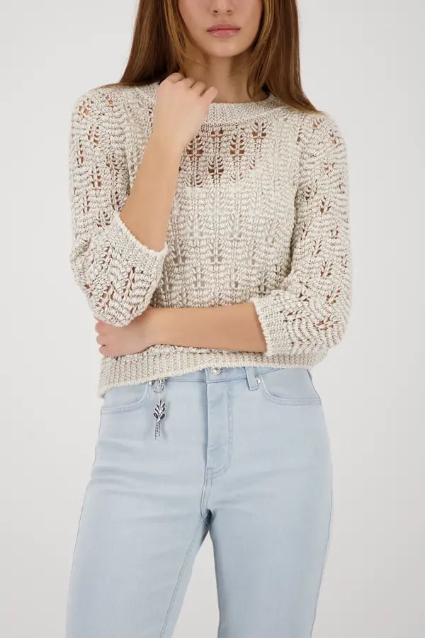 Monari Beige Lurex Knitted Sweater