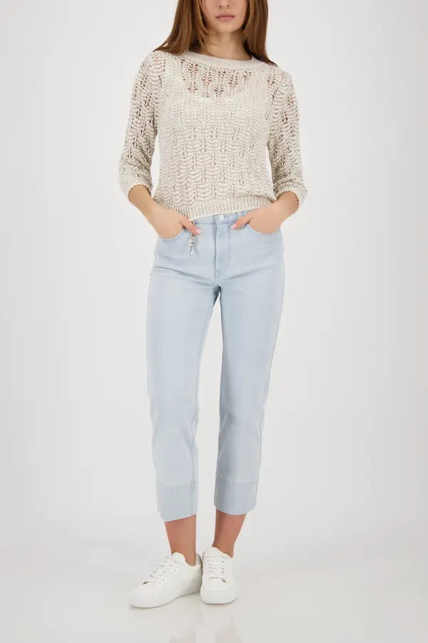 Monari Beige Lurex Knitted Sweater