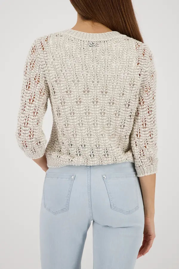 Monari Beige Lurex Knitted Sweater