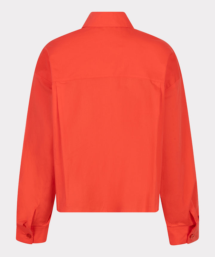 EsQualo Red Cropped & Folded Cuff Blouse