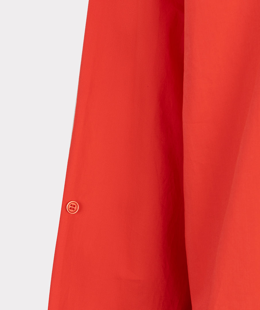 EsQualo Red Cropped & Folded Cuff Blouse