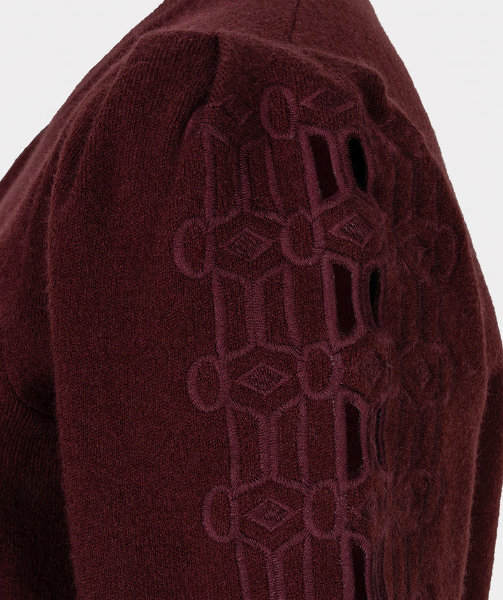 EsQualo Knit Embroidery Short Jumper, Merlot