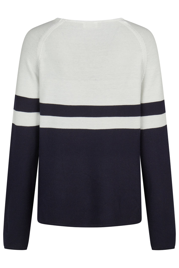 Barbara Lebek Navy Stripe Print Top