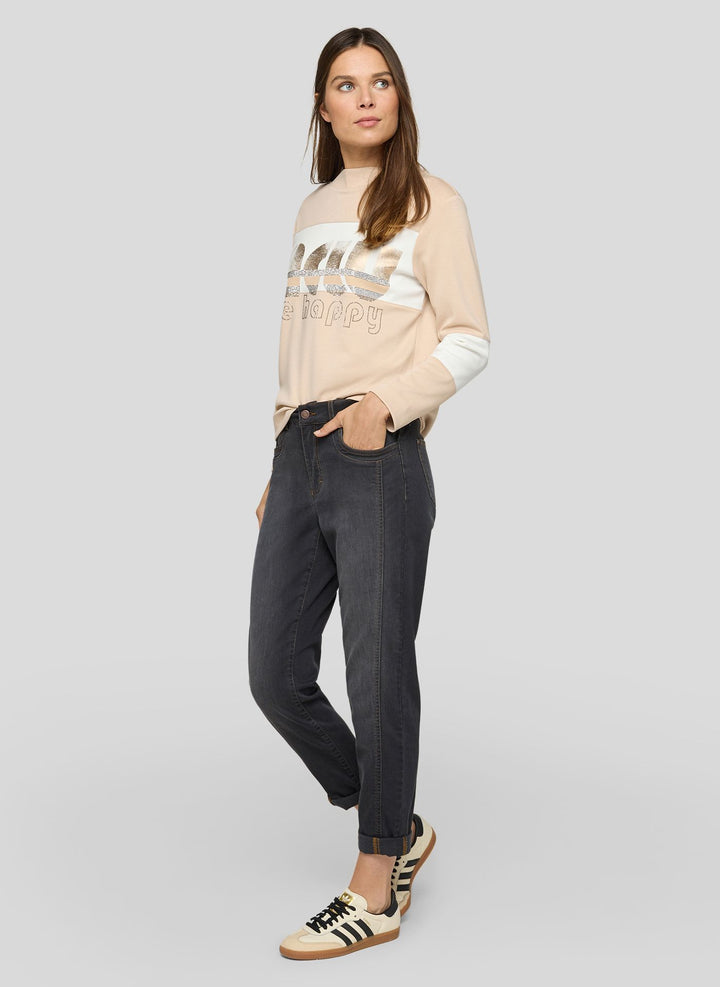Rabe Beige 'Be Happy' Print Sweater