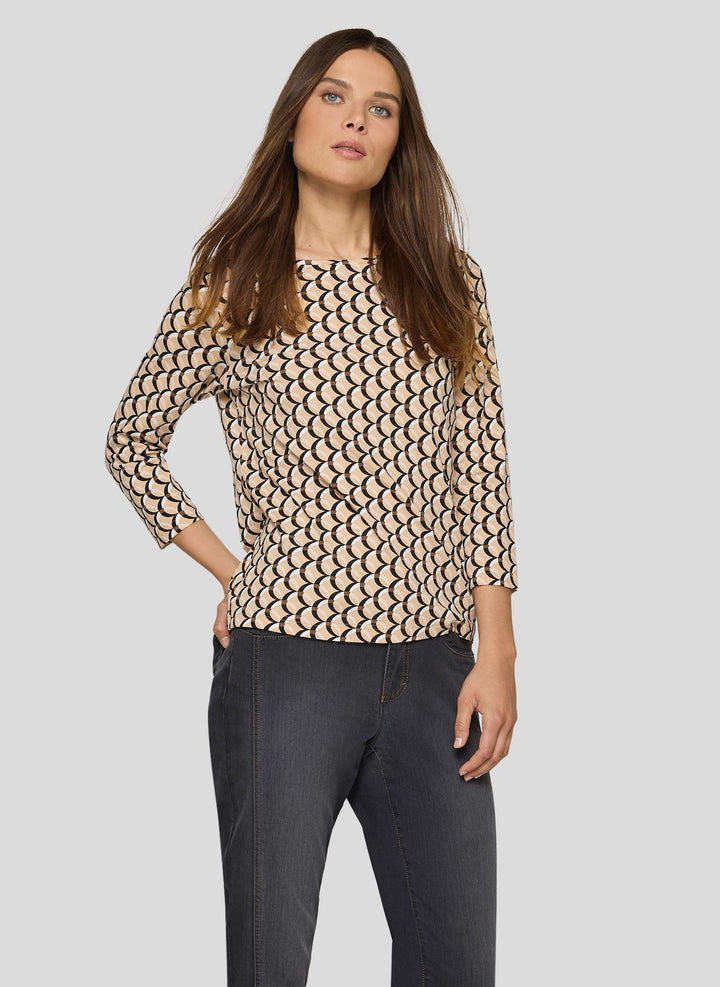 Rabe Brown Long-Sleeved Graphic Pattern Top