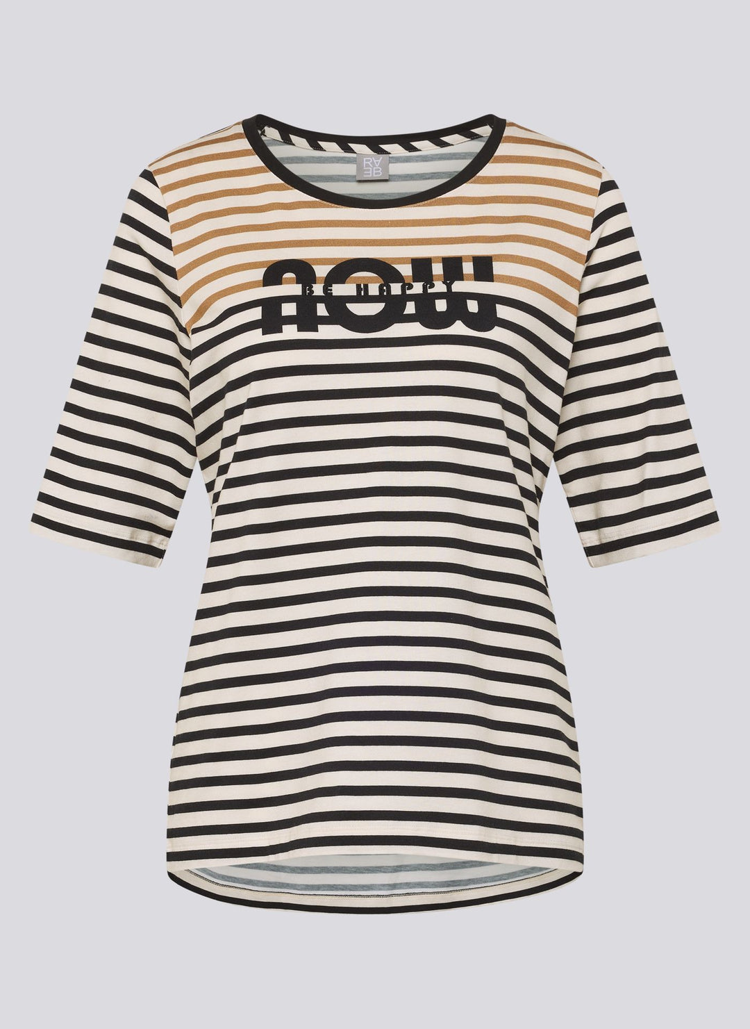 Rabe Striped 'Be Happy Now' Print Top