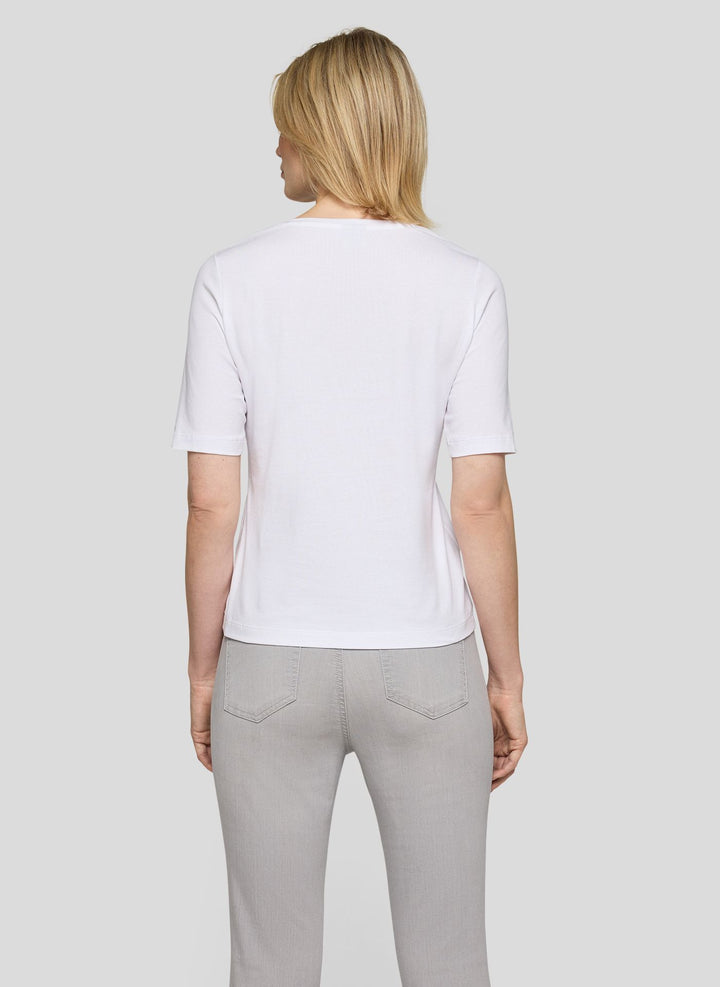 Rabe White Floral Rhinestone Print Top