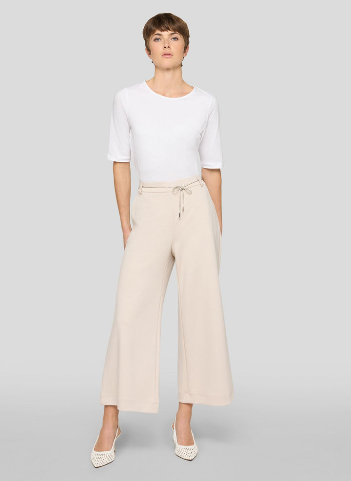 Rabe Beige Wide Leg Trousers with Rhinestone Tie