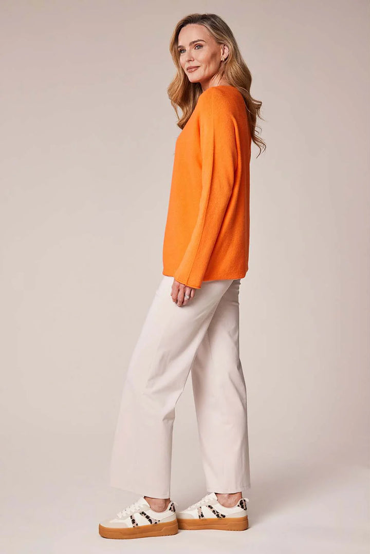 Decollage Orange V-Neck Boyfriend Knit