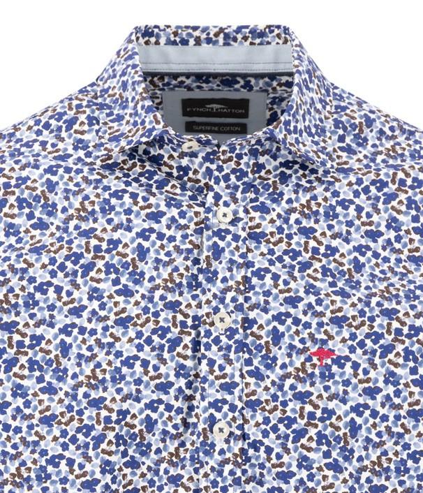 Fynch Hatton Floral Print Shirt, Ink Blue