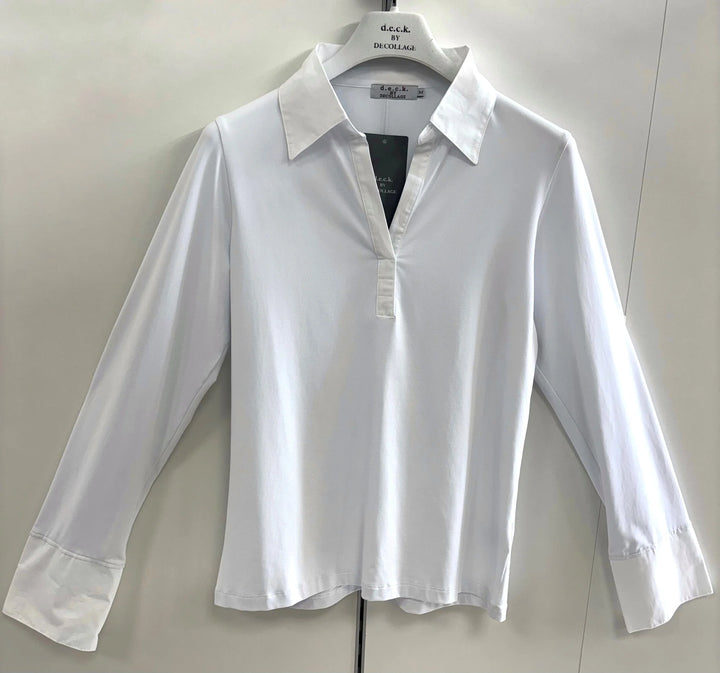 Decollage White Stretch Collar & Cuff Shirt