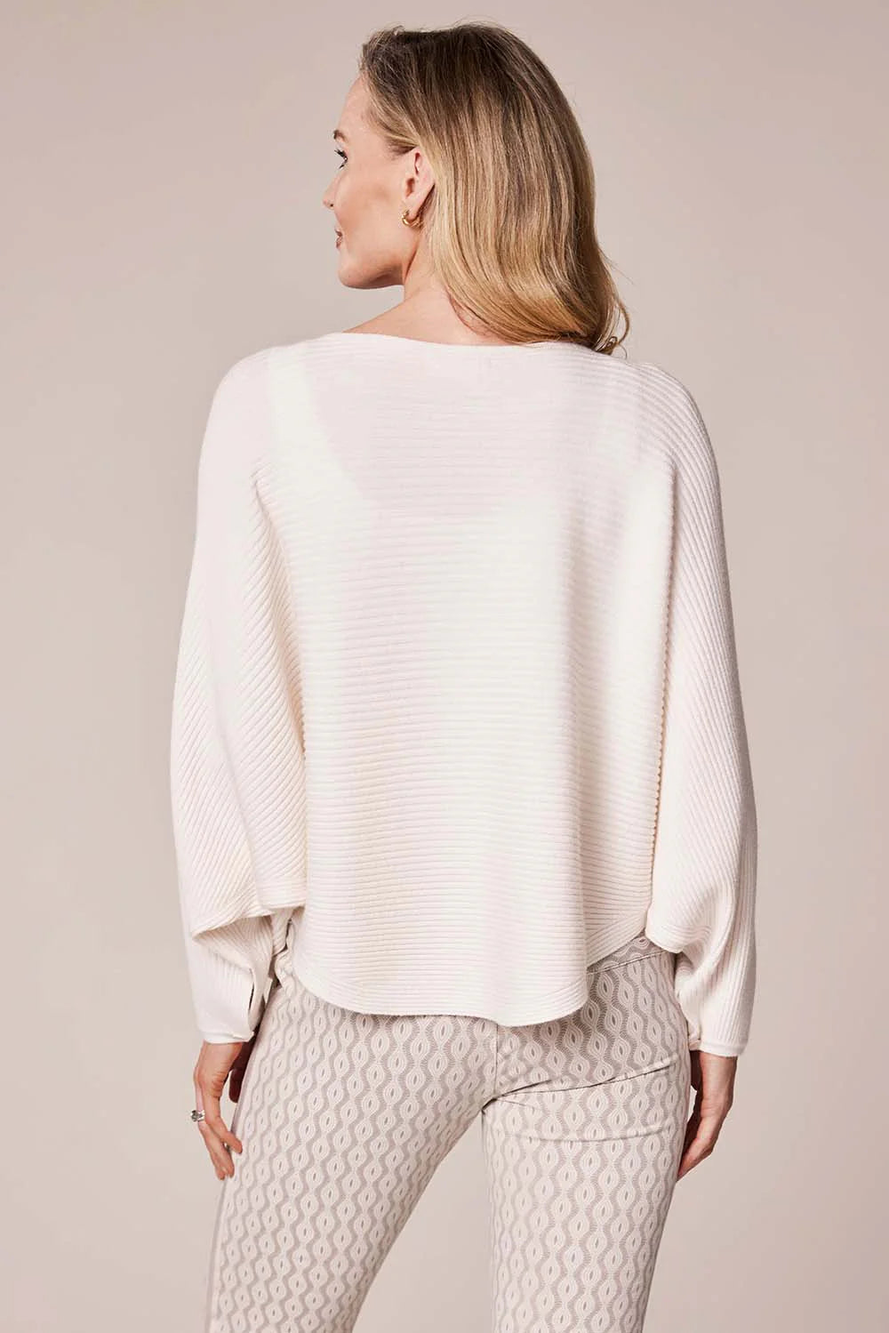 Decollage Cream Ribbed Batwing Sweater