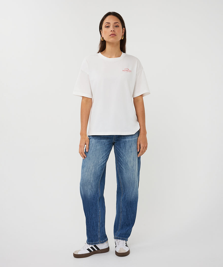 Esqualo Off White 'Club Voyages' Printed Top