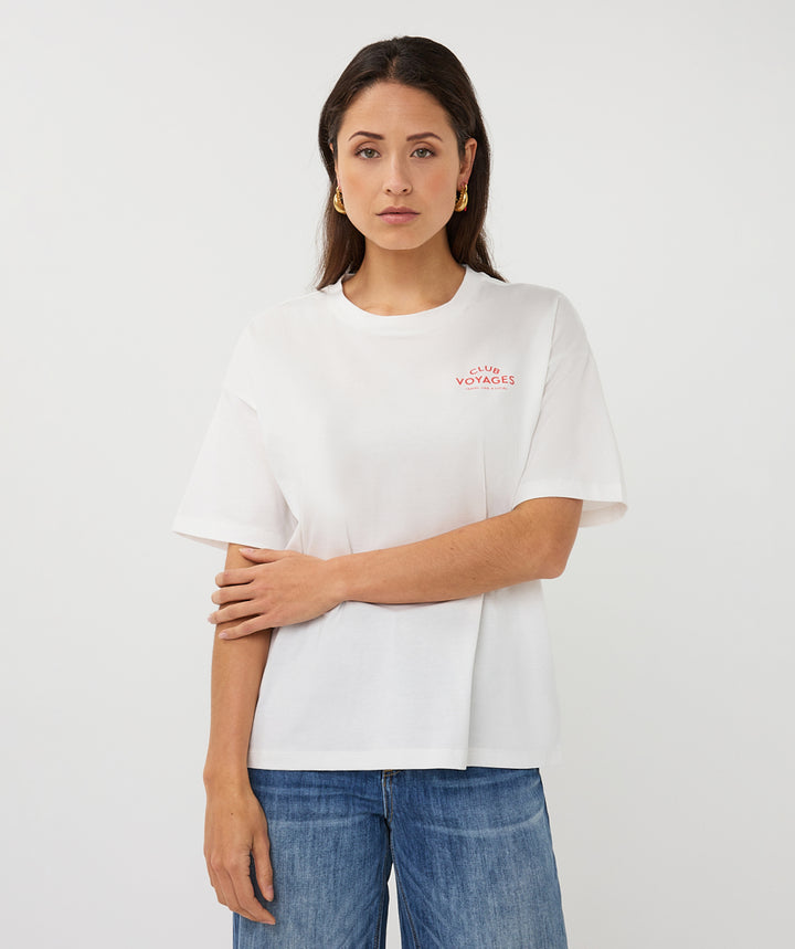 Esqualo Off White 'Club Voyages' Printed Top