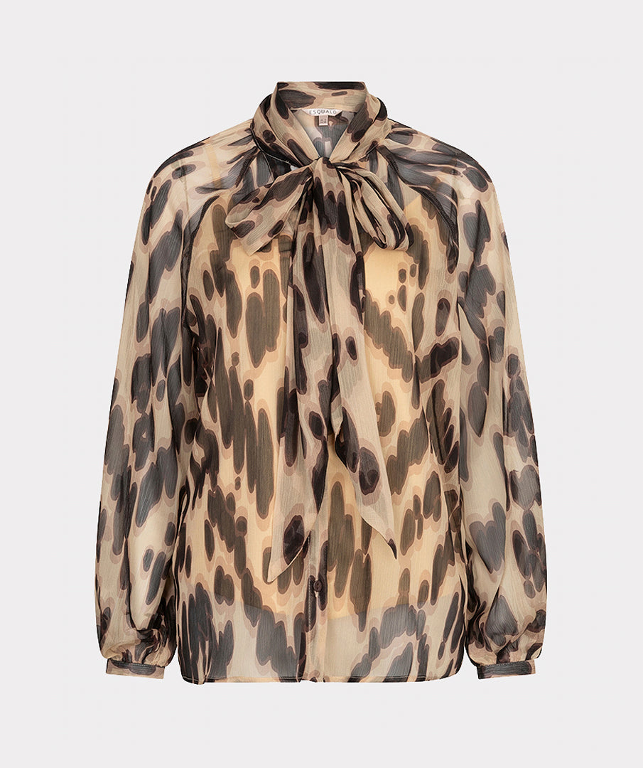 EsQualo Scarf Soft Embrace Blouse, Brown