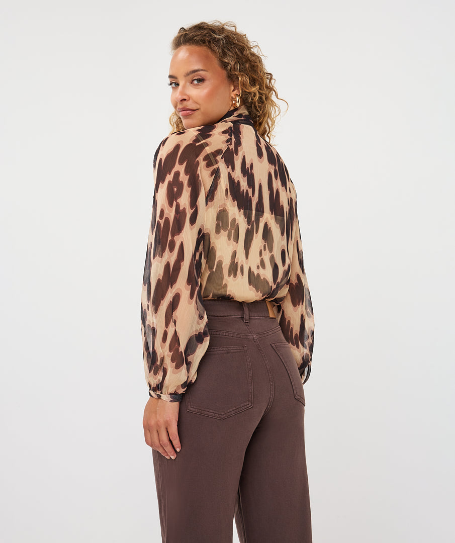 EsQualo Scarf Soft Embrace Blouse, Brown