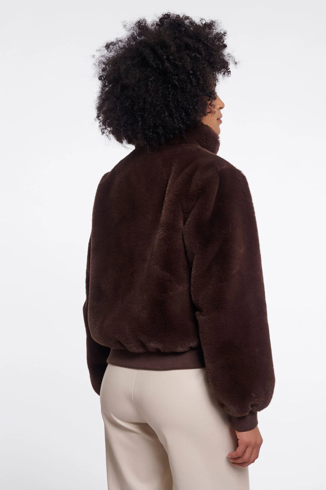 Rino & Pelle Ambra Short Faux Fur Jacket, Coffee Roast