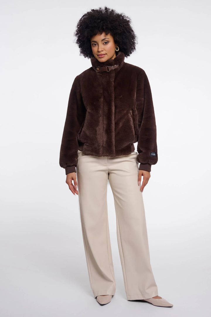 Rino & Pelle Ambra Short Faux Fur Jacket, Coffee Roast
