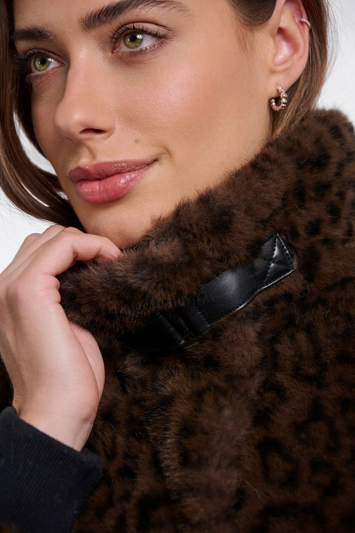 Rino & Pelle Ambra Short Faux Fur Jacket, Brown Leopard