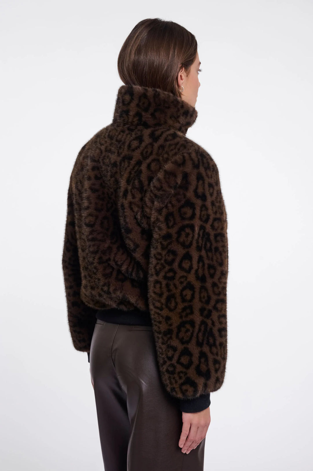 Rino & Pelle Ambra Short Faux Fur Jacket, Brown Leopard