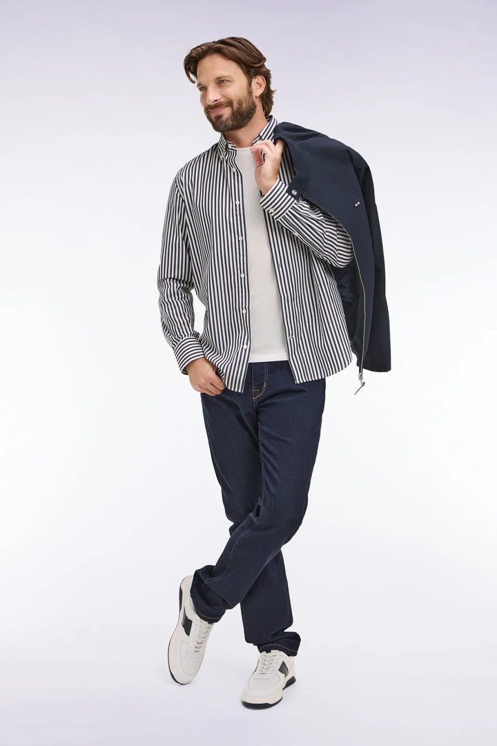 Eden Park Navy Cotton Button-Down Striped Shirt
